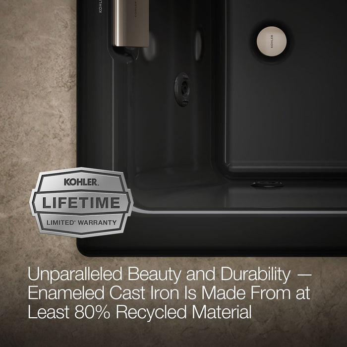 KOHLER K-856-JHE Tea-for-Two 66" x 36" drop-in/undermount whirlpool bath, black black - view 5