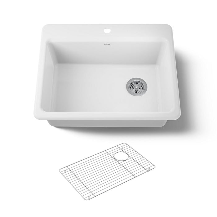 KOHLER K-8668-1A1 Riverby 27" top-mount single-bowl kitchen sink, white - view 5
