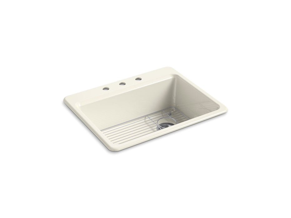 KOHLER K-8668-3A1 Riverby 27" top-mount single-bowl kitchen sink, biscuit