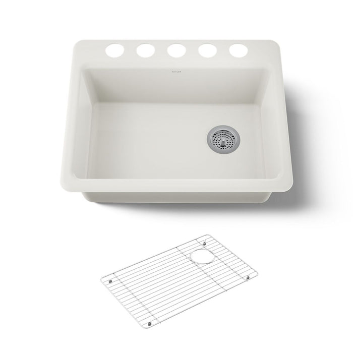 KOHLER K-8668-5UA1 Riverby 27" undermount single-bowl kitchen sink, biscuit - view 5