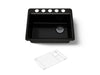 KOHLER K-8668-5UA1 Riverby 27" undermount single-bowl kitchen sink, black black