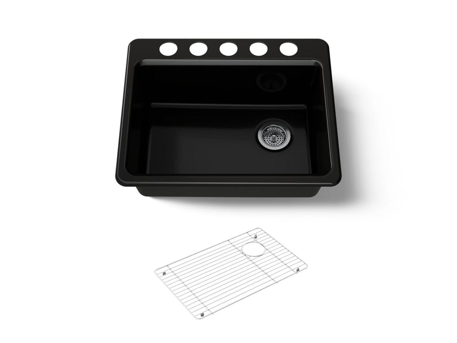 KOHLER K-8668-5UA1 Riverby 27" undermount single-bowl kitchen sink, black black