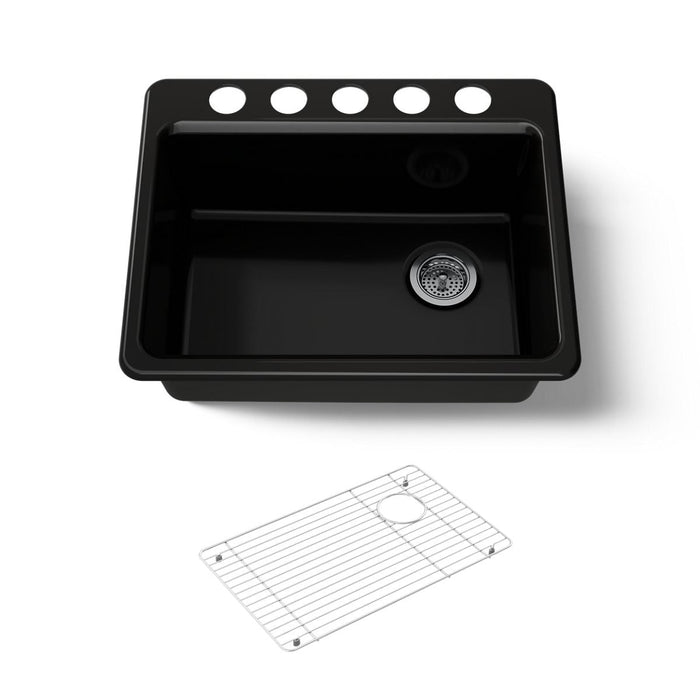 KOHLER K-8668-5UA1 Riverby 27" undermount single-bowl kitchen sink, black black - view 5