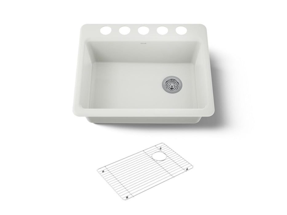 KOHLER K-8668-5UA1 Riverby 27" undermount single-bowl kitchen sink, dune