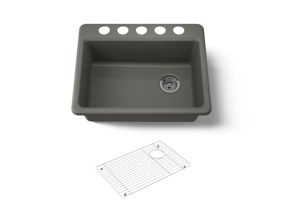 KOHLER K-8668-5UA1 Riverby 27" undermount single-bowl kitchen sink, thunder grey