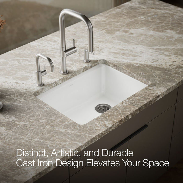 KOHLER K-8668-5UA1 Riverby 27" undermount single-bowl kitchen sink, white - view 4