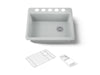 KOHLER K-8668-5UA2 Riverby 27" undermount single-bowl workstation kitchen sink, ice grey