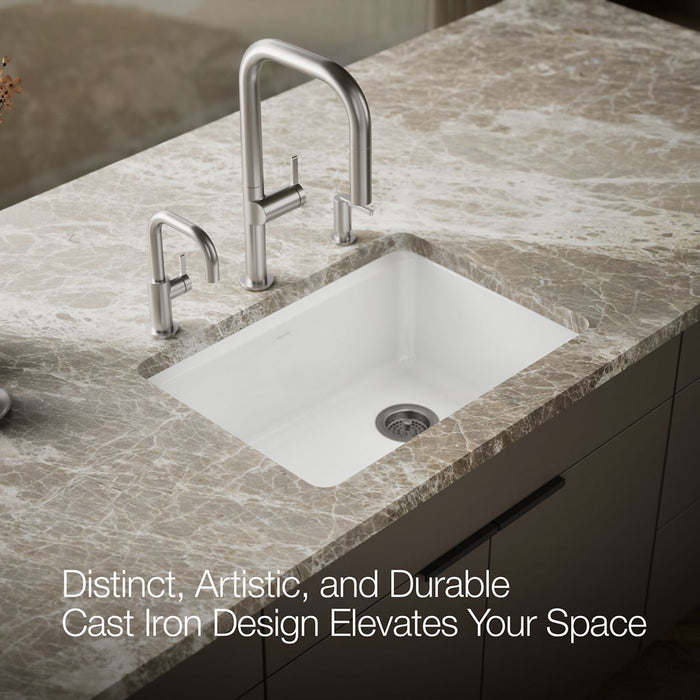 KOHLER K-8668-5UA2 Riverby 27" undermount single-bowl workstation kitchen sink, white - view 4