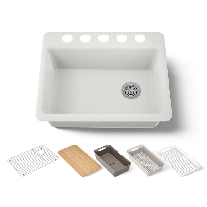 KOHLER K-8668-5UPC Riverby 27" undermount single-bowl workstation kitchen sink