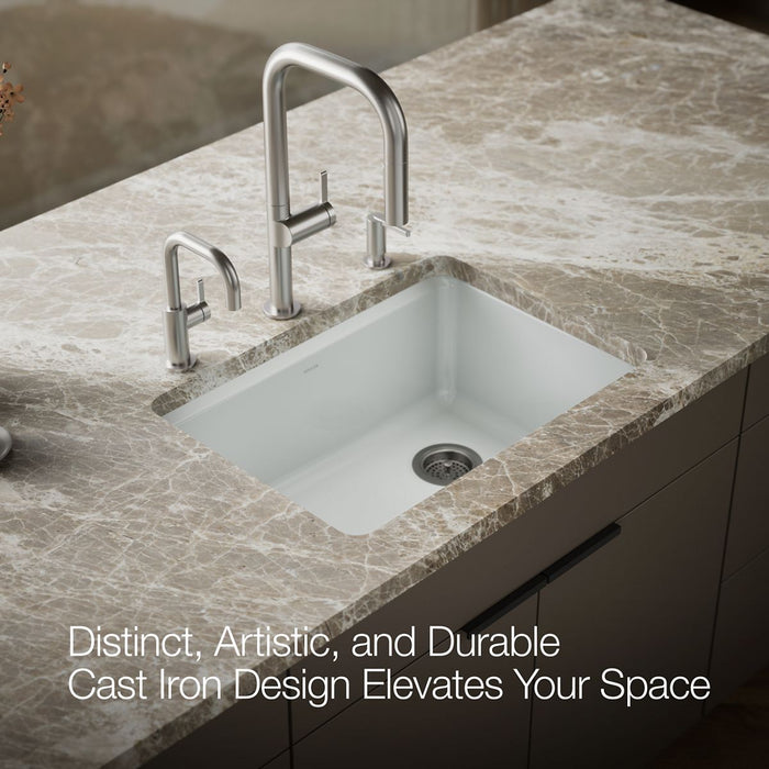 KOHLER K-8668-5UPC Riverby 27" undermount single-bowl workstation kitchen sink, ice grey - view 4