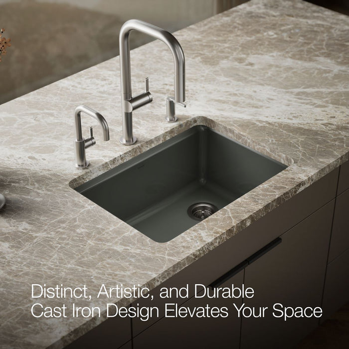 KOHLER K-8668-5UPC Riverby 27" undermount single-bowl workstation kitchen sink, thunder grey - view 4