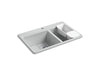 KOHLER K-8669-1A2 Riverby 33" top-mount double-bowl workstation kitchen sink, ice grey