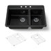 KOHLER K-8669-3A1 Riverby 33" top-mount double-bowl kitchen sink, black black
