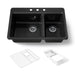 KOHLER K-8669-3A2 Riverby 33" top-mount double-bowl workstation kitchen sink, black black - view 3