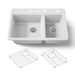KOHLER K-8669-4A1 Riverby 33" top-mount double-bowl kitchen sink, white