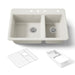 KOHLER K-8669-4A2 Riverby 33" top-mount double-bowl workstation kitchen sink, biscuit