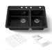 KOHLER K-8669-4A2 Riverby 33" top-mount double-bowl workstation kitchen sink, black black