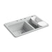 KOHLER K-8669-4A2 Riverby 33" top-mount double-bowl workstation kitchen sink, ice grey