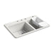 KOHLER K-8669-4A2 Riverby 33" top-mount double-bowl workstation kitchen sink, sea salt