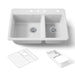 KOHLER K-8669-4A2 Riverby 33" top-mount double-bowl workstation kitchen sink, white