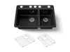 KOHLER K-8669-5UA1 Riverby 33" undermount double-bowl kitchen sink, black black