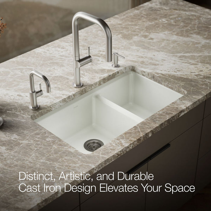 KOHLER K-8669-5UA1 Riverby 33" undermount double-bowl kitchen sink, dune - view 4