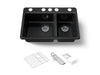 KOHLER K-8669-5UA3 Riverby 33" undermount double-bowl workstation kitchen sink, black black