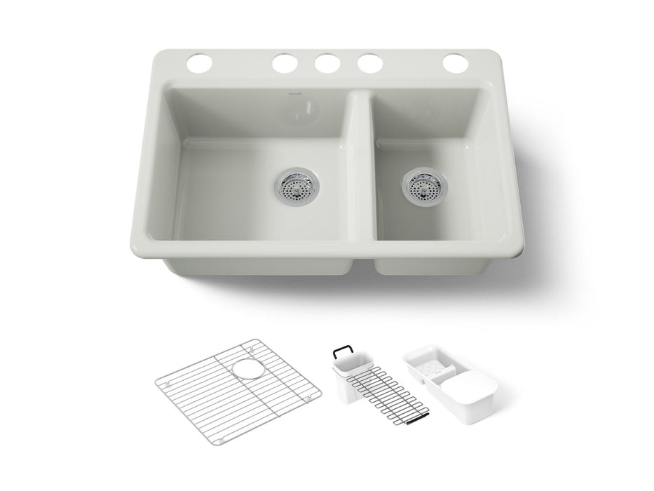 KOHLER K-8669-5UA3 Riverby 33" undermount double-bowl workstation kitchen sink