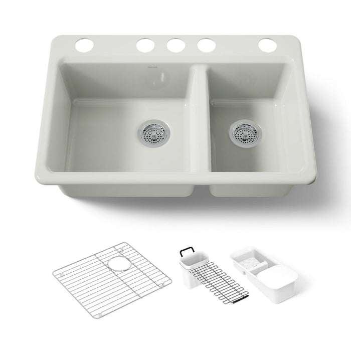KOHLER K-8669-5UA3 Riverby 33" undermount double-bowl workstation kitchen sink