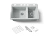 KOHLER K-8669-5UA3 Riverby 33" undermount double-bowl workstation kitchen sink, ice grey