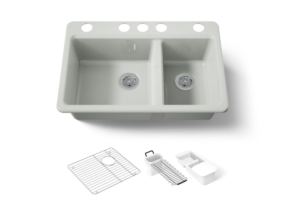 KOHLER K-8669-5UA3 Riverby 33" undermount double-bowl workstation kitchen sink