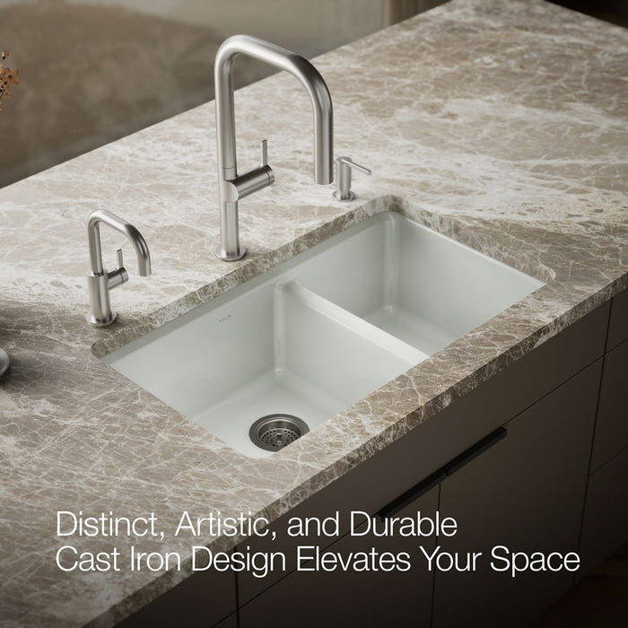 KOHLER K-8669-5UA3 Riverby 33" undermount double-bowl workstation kitchen sink