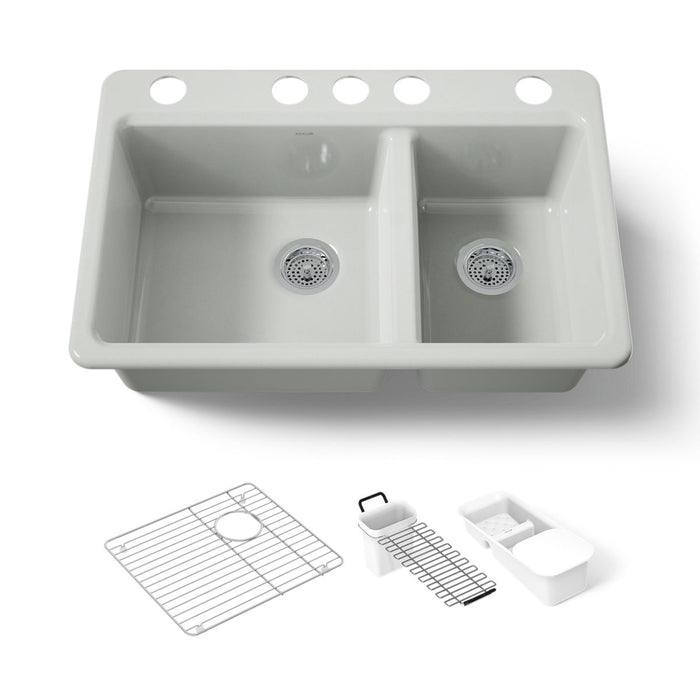 KOHLER K-8669-5UA3 Riverby 33" undermount double-bowl workstation kitchen sink
