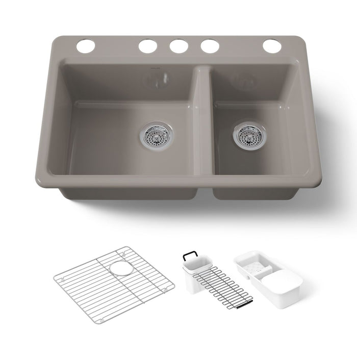 KOHLER K-8669-5UA3 Riverby 33" undermount double-bowl workstation kitchen sink