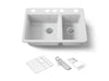 KOHLER K-8669-5UA3 Riverby 33" undermount double-bowl workstation kitchen sink, white