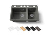 KOHLER K-8669-5UPC Riverby 33" undermount double-bowl workstation kitchen sink, thunder grey