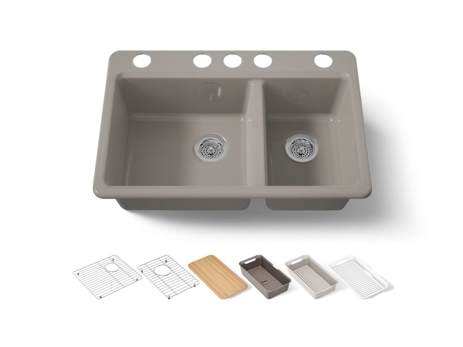KOHLER K-8669-5UPC Riverby 33" undermount double-bowl workstation kitchen sink