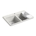 KOHLER K-8679-1A2 Riverby 33" top-mount double-bowl workstation kitchen sink, sea salt