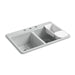 KOHLER K-8679-3A2 Riverby 33" top-mount double-bowl workstation kitchen sink, ice grey