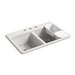 KOHLER K-8679-3A2 Riverby 33" top-mount double-bowl workstation kitchen sink, sea salt