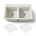 KOHLER K-8679-4A1 Riverby 33" top-mount double-bowl kitchen sink, biscuit