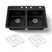 KOHLER K-8679-4A1 Riverby 33" top-mount double-bowl kitchen sink, black black