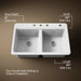 KOHLER K-8679-4A1 Riverby 33" top-mount double-bowl kitchen sink, white - view 3