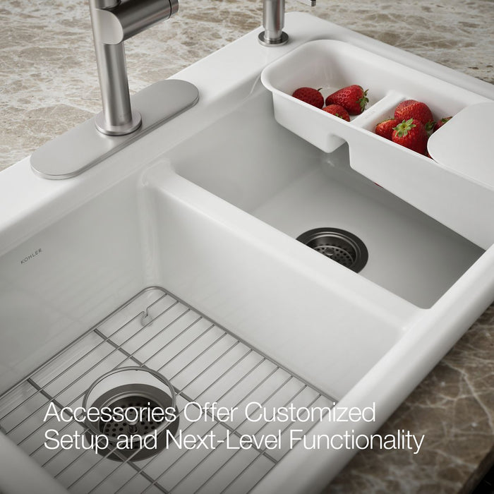 KOHLER K-8679-4A2 Riverby 33" top-mount double-bowl workstation kitchen sink, white - view 3