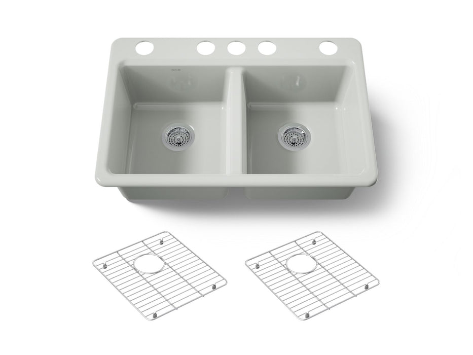 KOHLER K-8679-5UA1 Riverby 33" undermount double-bowl kitchen sink