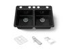 KOHLER K-8679-5UA3 Riverby 33" undermount double-bowl workstation kitchen sink, black black