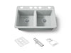 KOHLER K-8679-5UA3 Riverby 33" undermount double-bowl workstation kitchen sink, ice grey