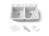 KOHLER K-8679-5UA3 Riverby 33" undermount double-bowl workstation kitchen sink, white