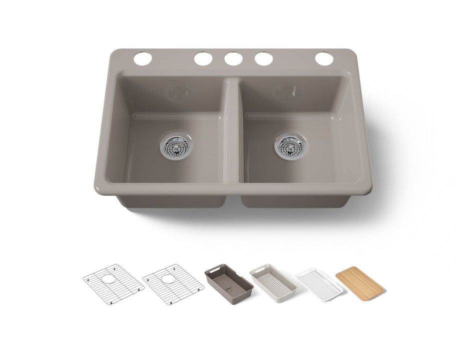 KOHLER K-8679-5UPC Riverby 33" undermount double-bowl workstation kitchen sink