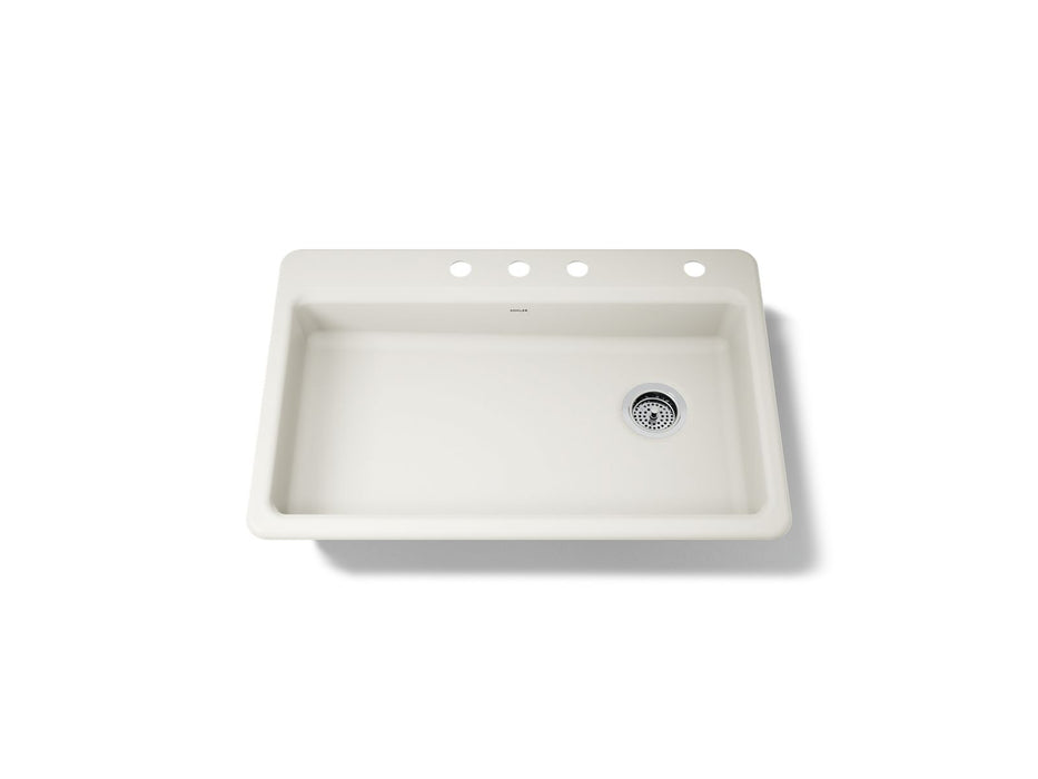 KOHLER K-8689-4 Riverby 33" top-mount single-bowl kitchen sink